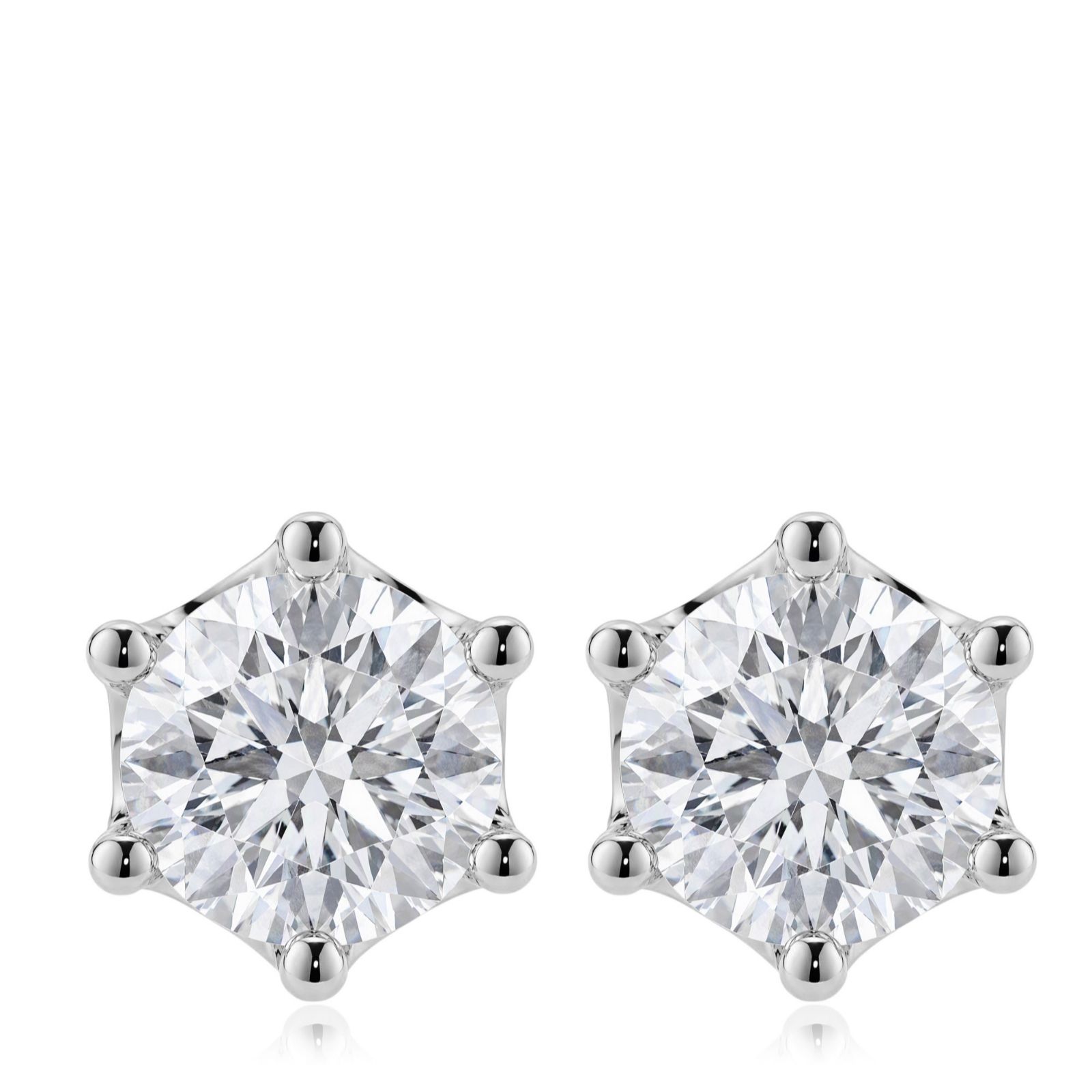 Fire Light 1ct Lab Grown Diamond 6 Prong Set Stud Earrings 9ct Gold