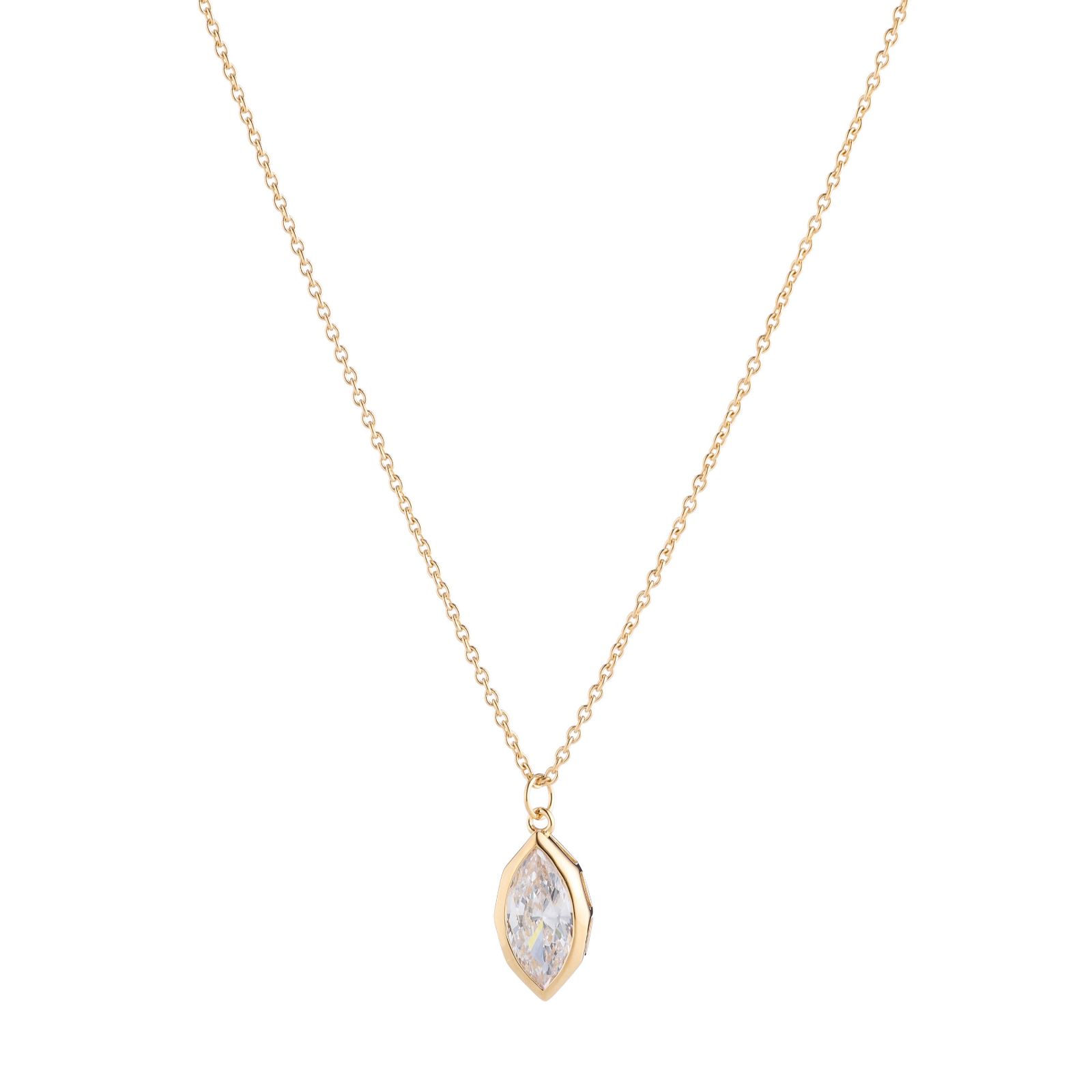Diamonique 2.8ct tw Marquise Pendant & Chain Sterling Silver
