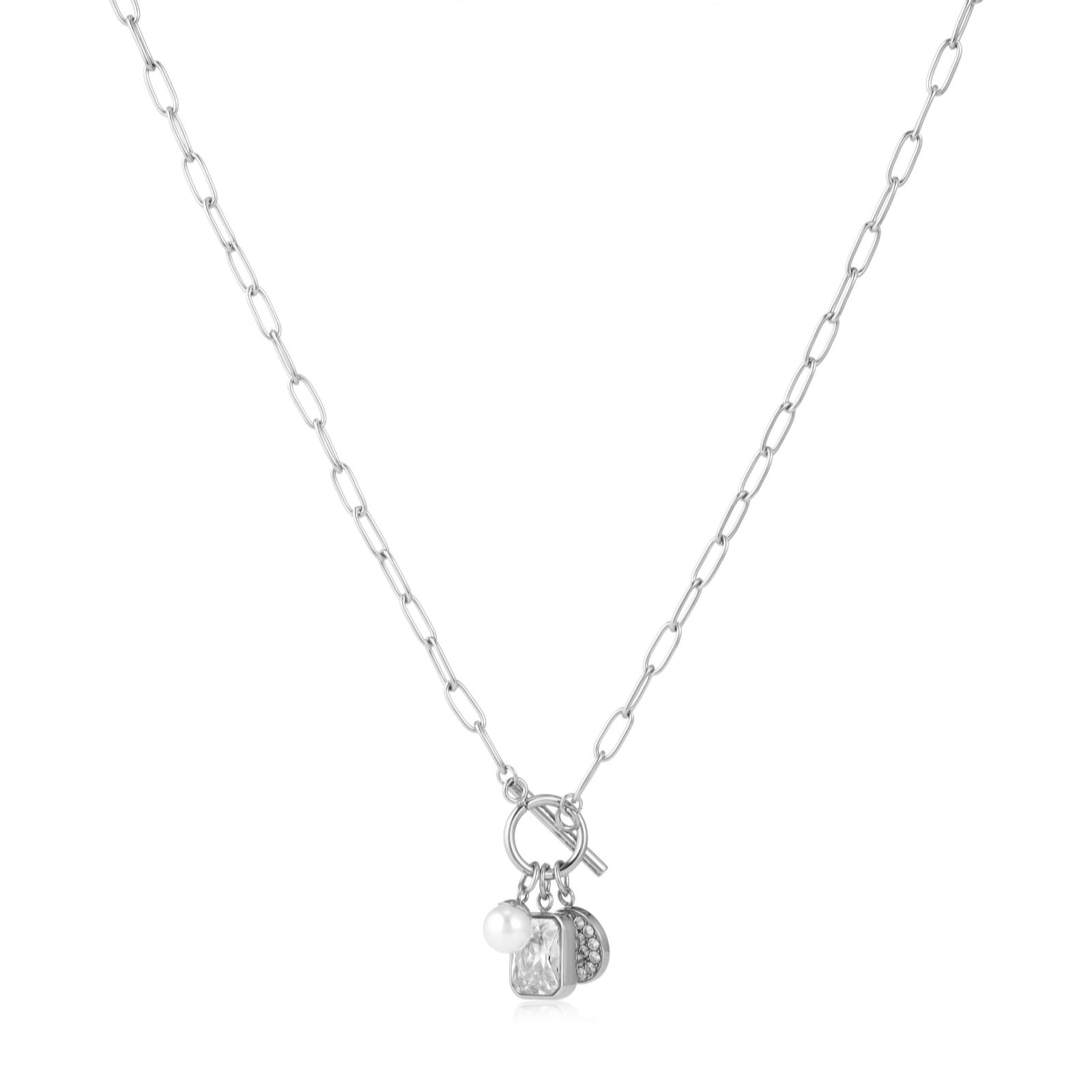 Steel by Diamonique Charm Necklace Stainless Steel - QVC UK