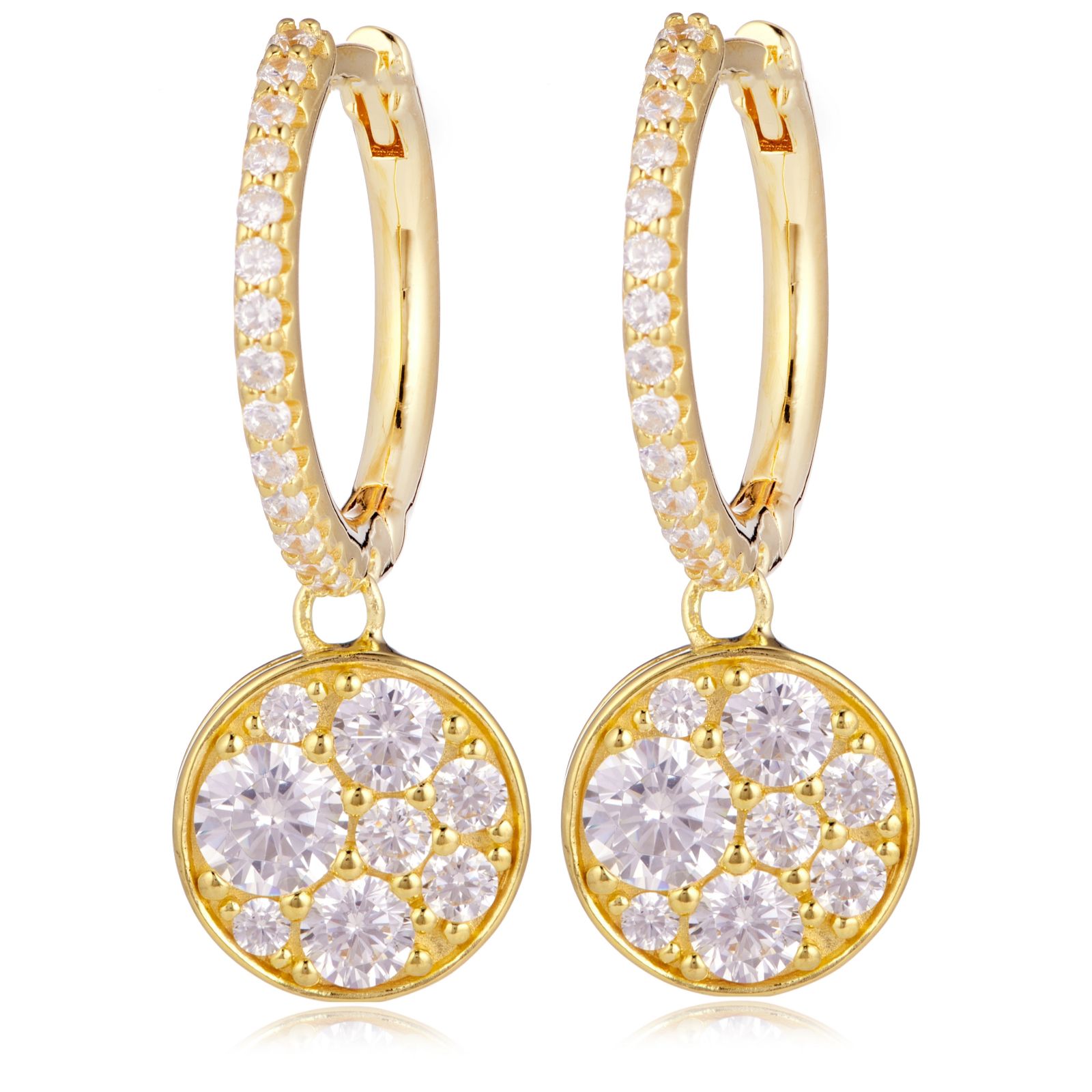 Diamonique 4.82ct tw Cluster Halo Leverback Earrings Sterling Silver