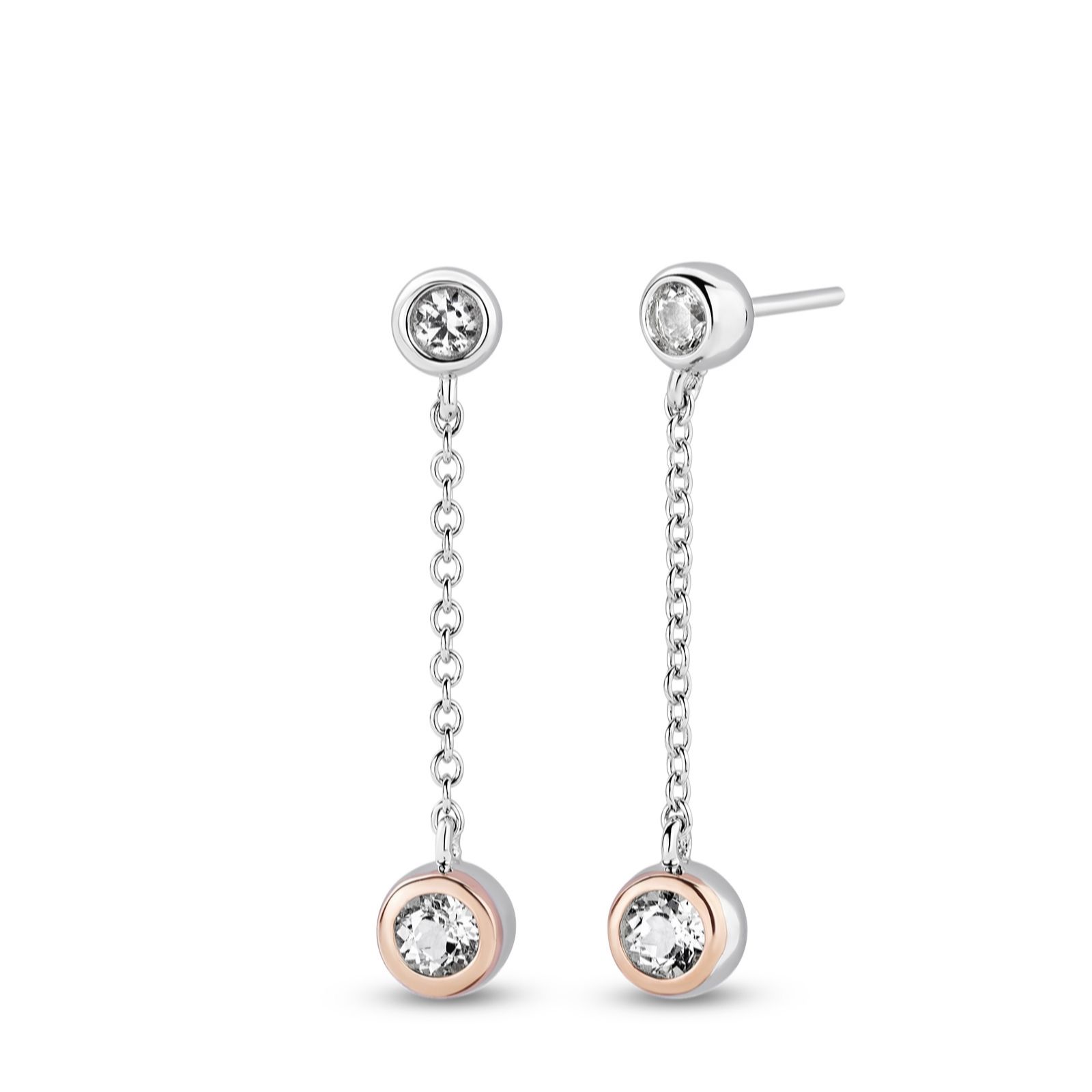 Clogau Celebration White Topaz Drop Earrings Sterling Silver & 9ct Gold