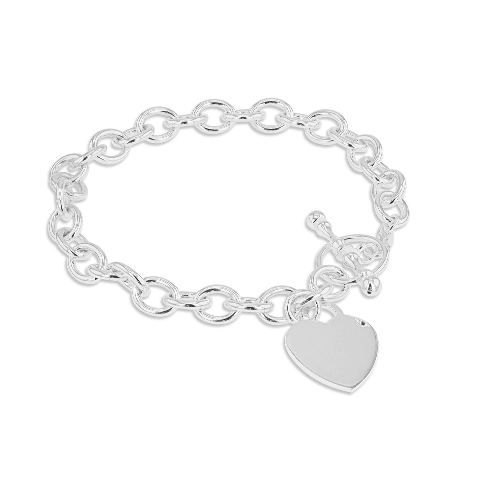 Faith & Brown Italian crafted Heart Charm Bracelet with decorative T-Bar
