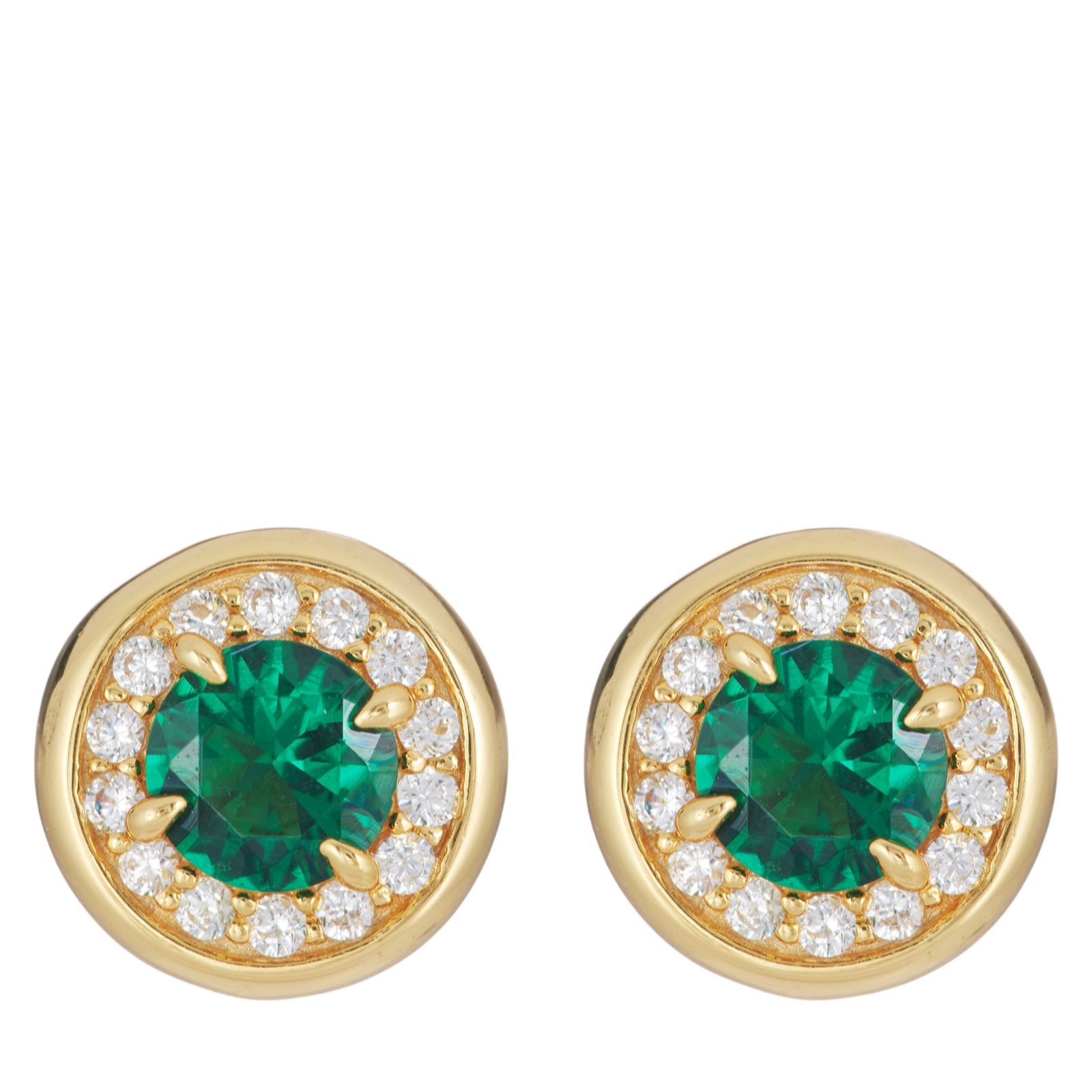 Diamonique 0.8ct tw Round Bezel Halo Stud Earrings Sterling Silver