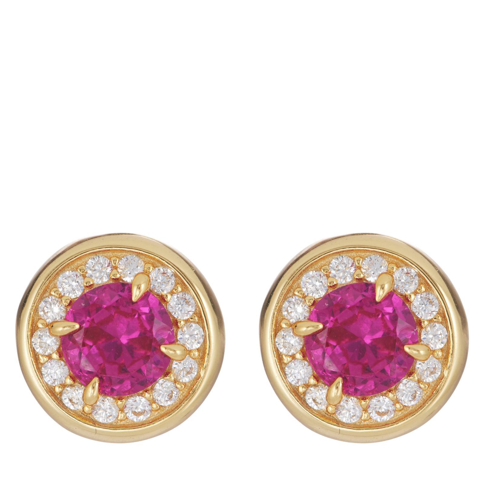 Diamonique 0.8ct tw Round Bezel Halo Stud Earrings Sterling Silver