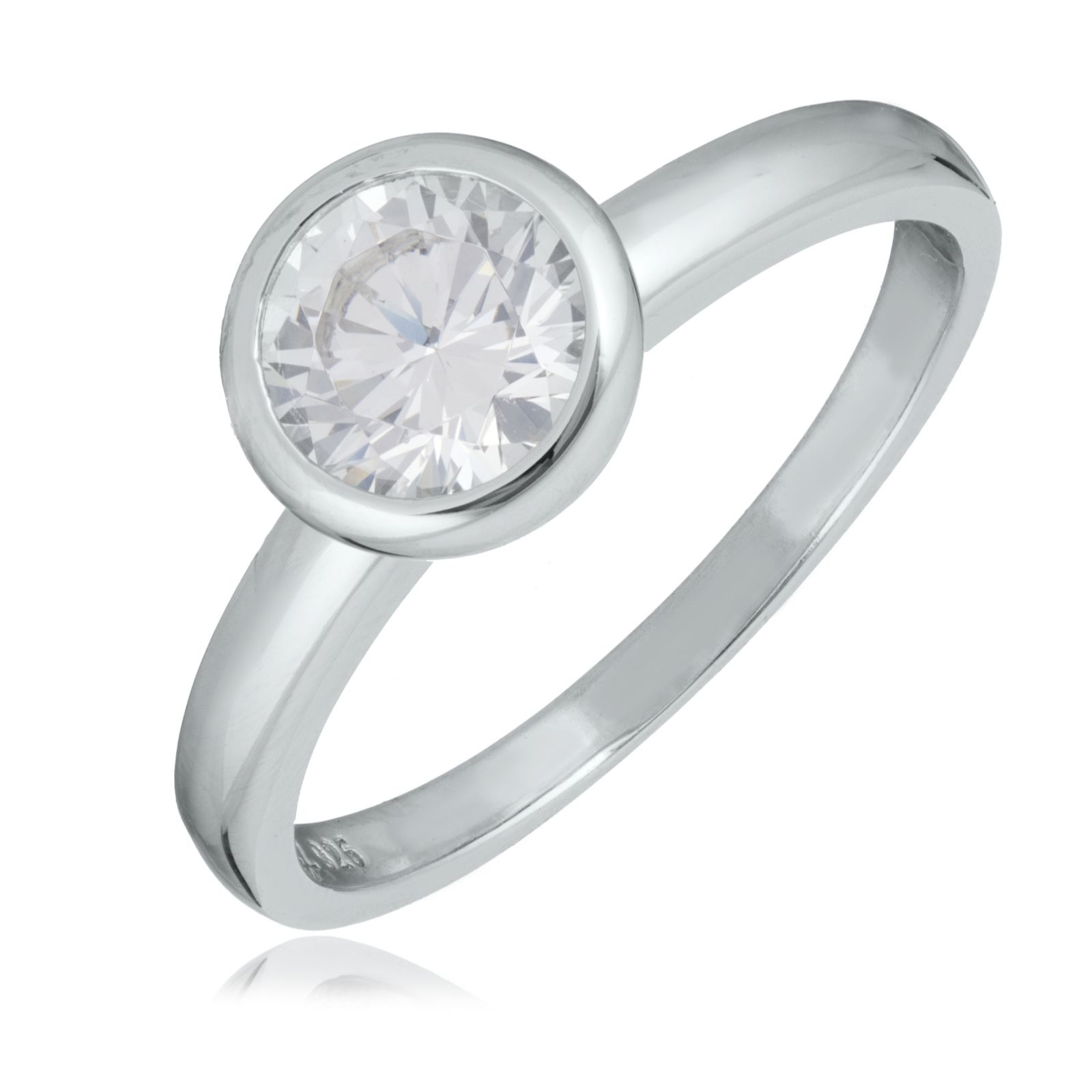 Diamonique 1ct tw Bezel Set Ring Sterling Silver