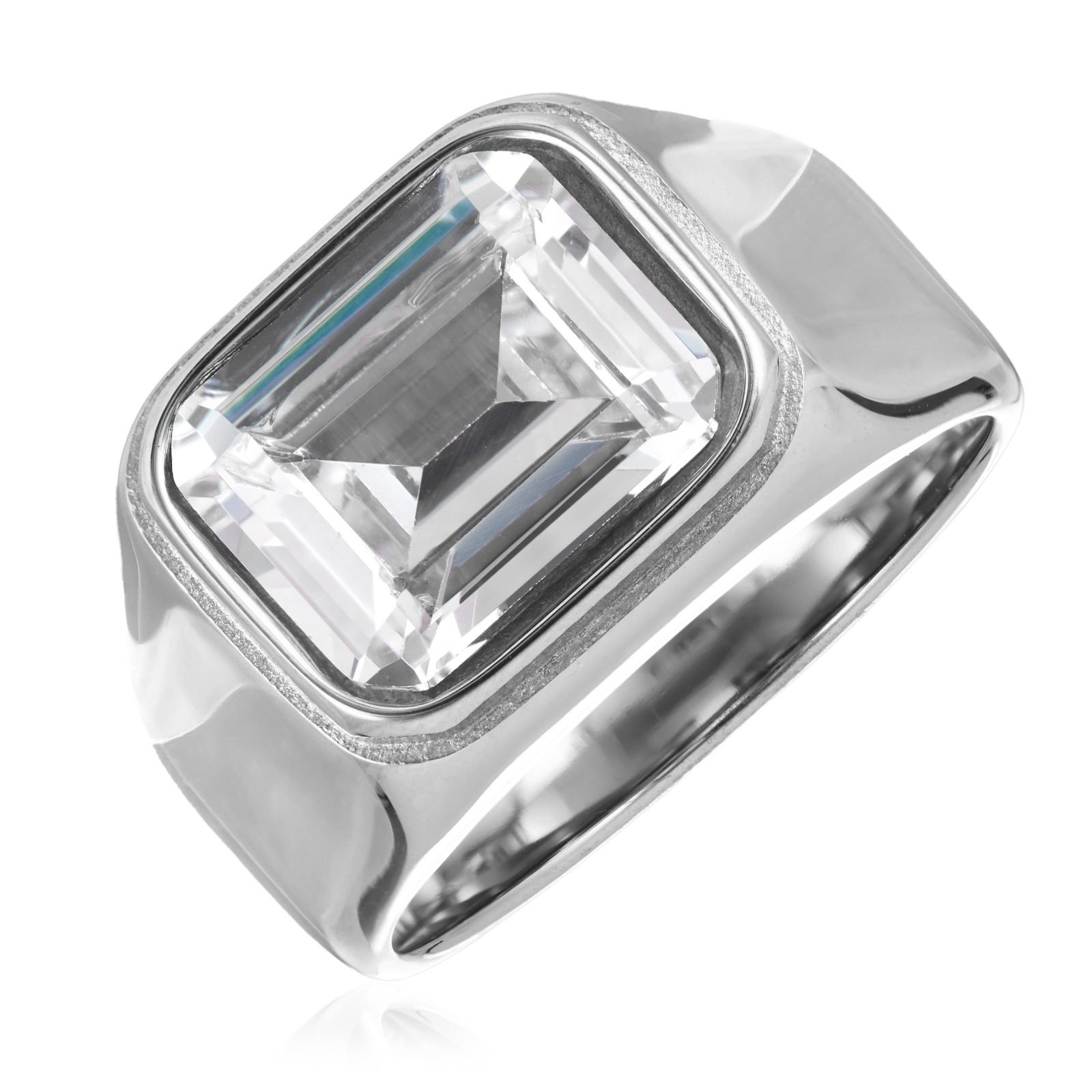 Steel by Diamonique Emerald Cut Ring Stainless Steel