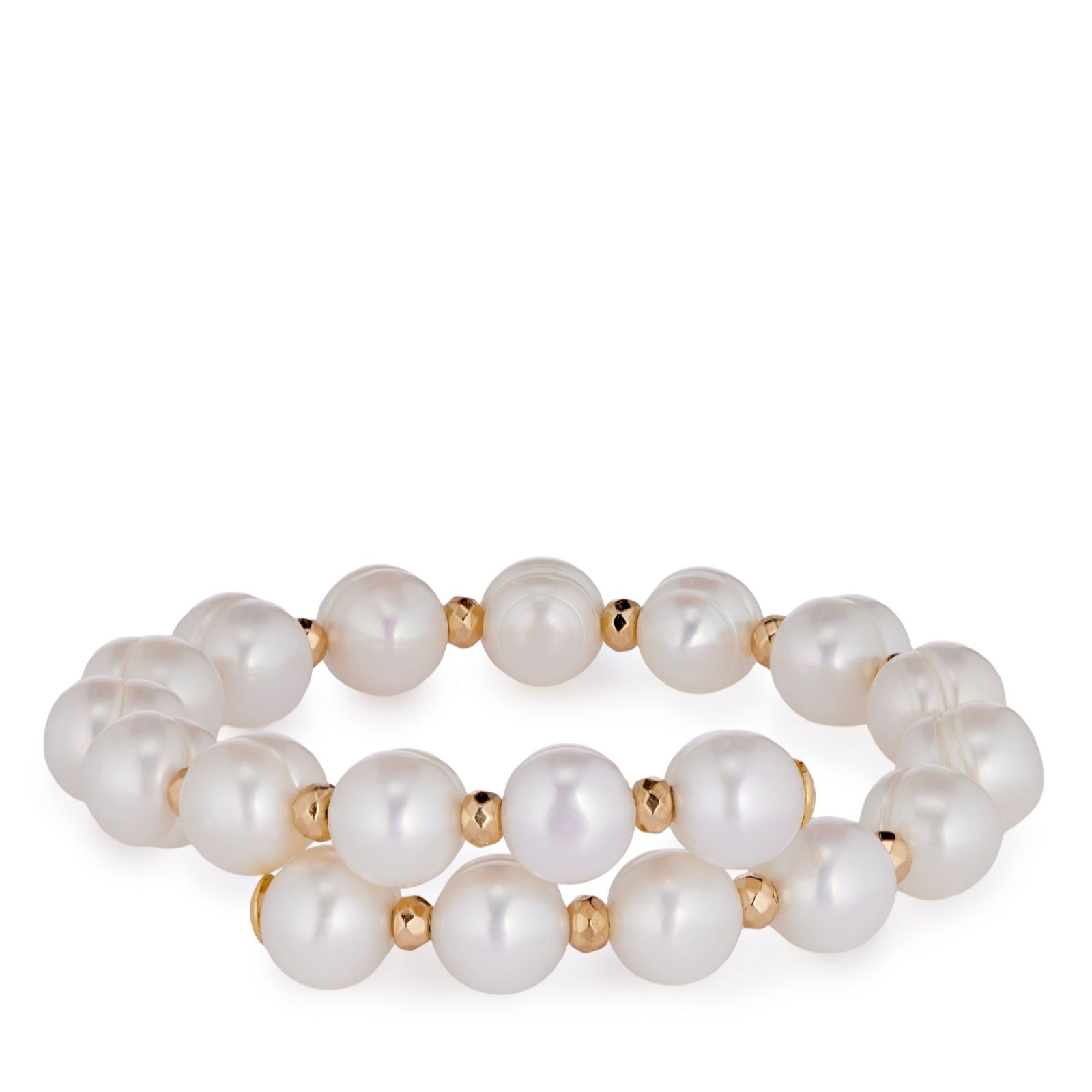 Lara Pearl 9-10mm Ringed Potato Pearl Stretch Bracelet