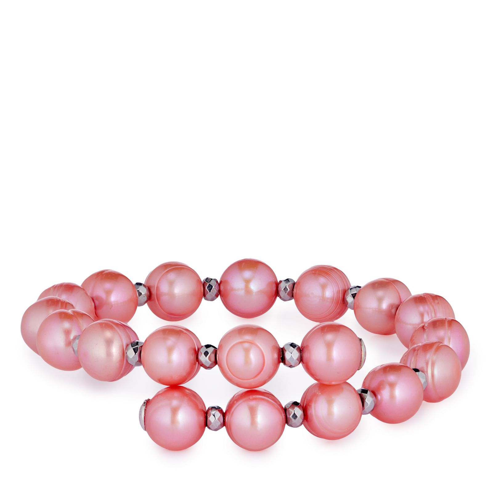 Lara Pearl 9-10mm Ringed Potato Pearl Stretch Bracelet