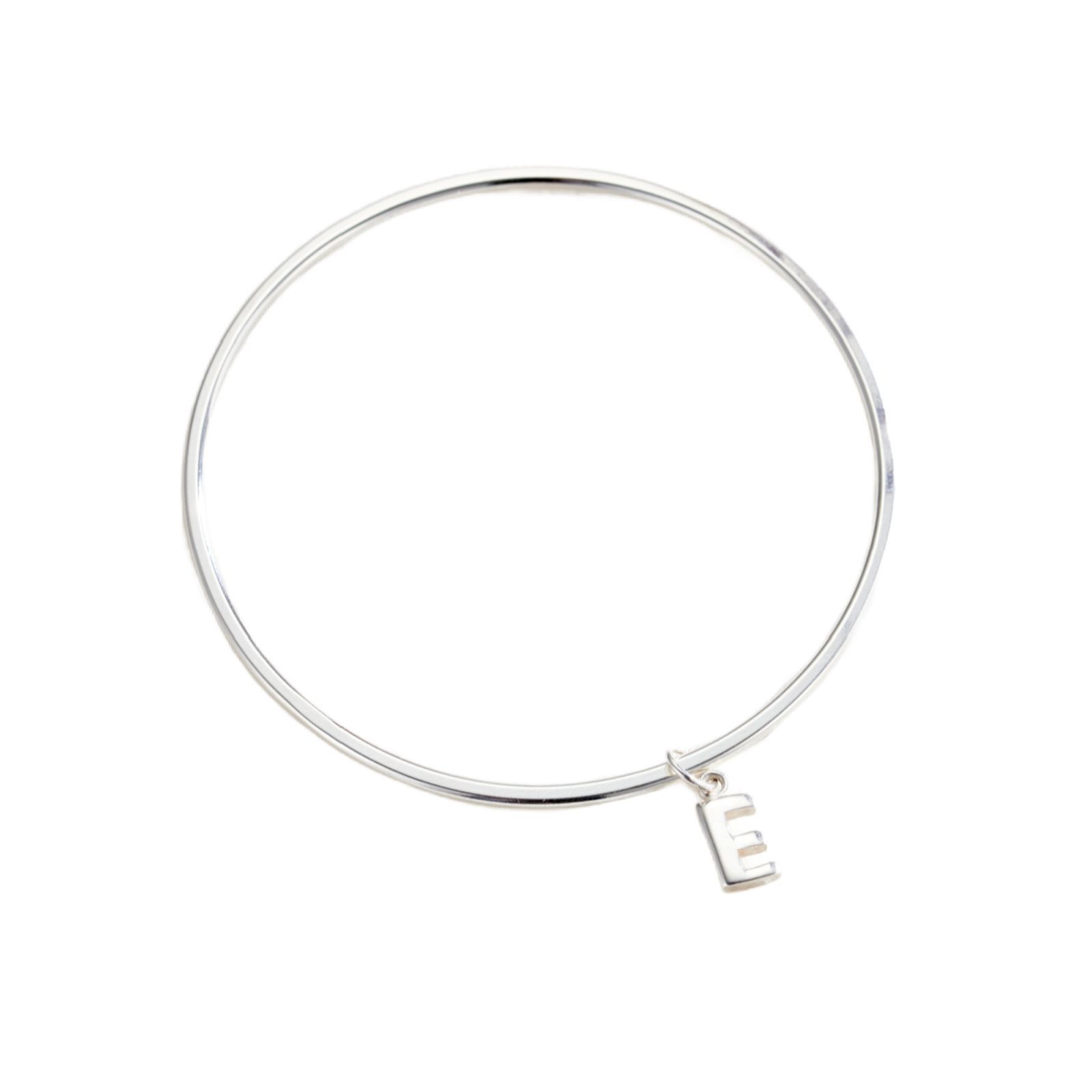 Posh Totty Designs Chunky Initial Charm Bangle Sterling Silver