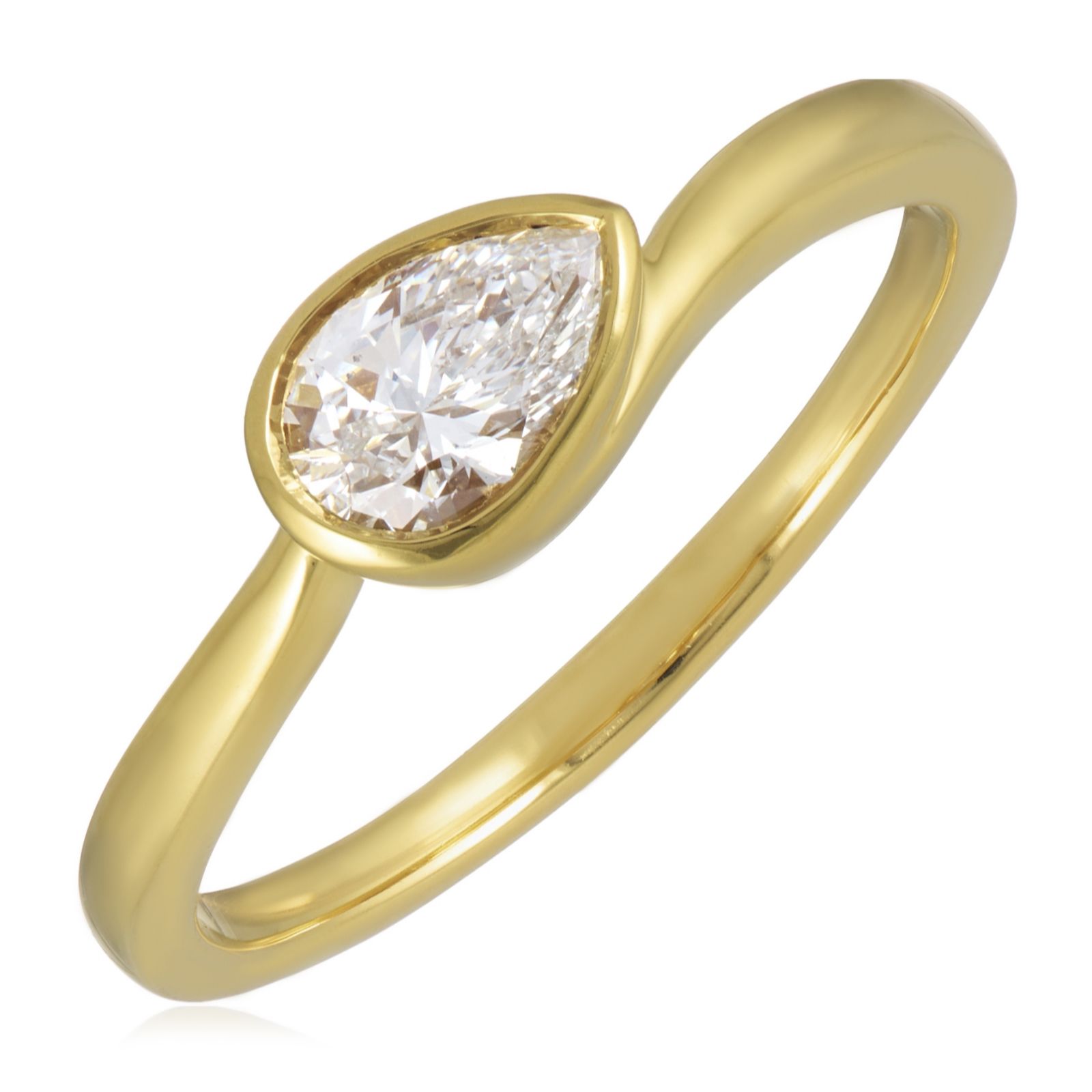 Fire Light 0.50ct Lab Grown Diamond Pear Cut East West Ring 18ct Gold Vermeil