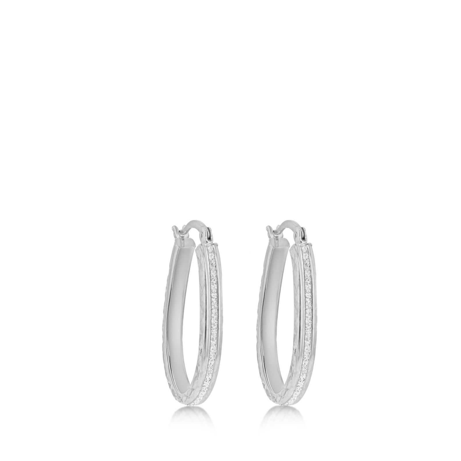 Faith & Brown Stardust Creole Oval Hoop Earrings Sterling Silver
