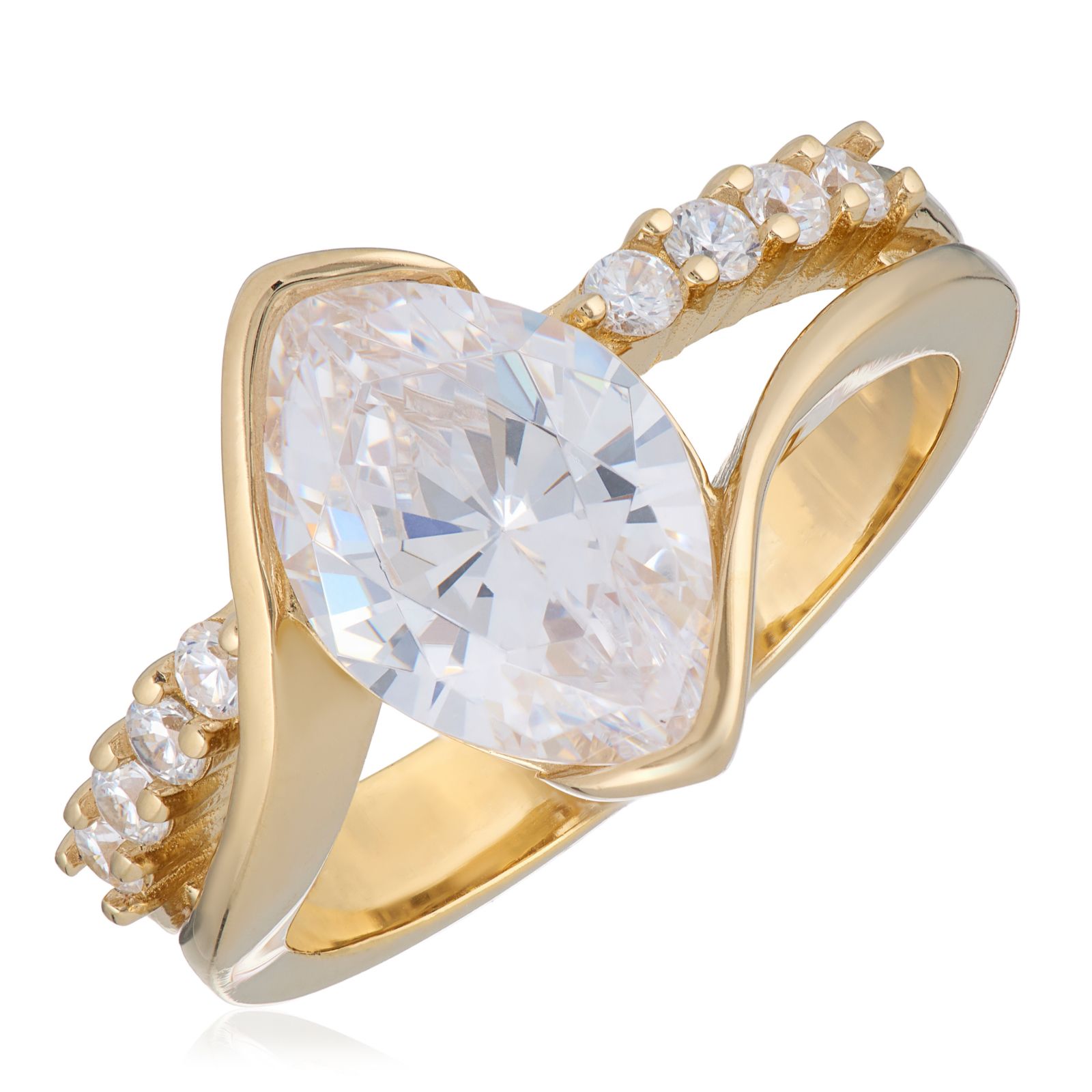 Diamonique 2.24ct Marquise Sculptural Ring Sterling Silver