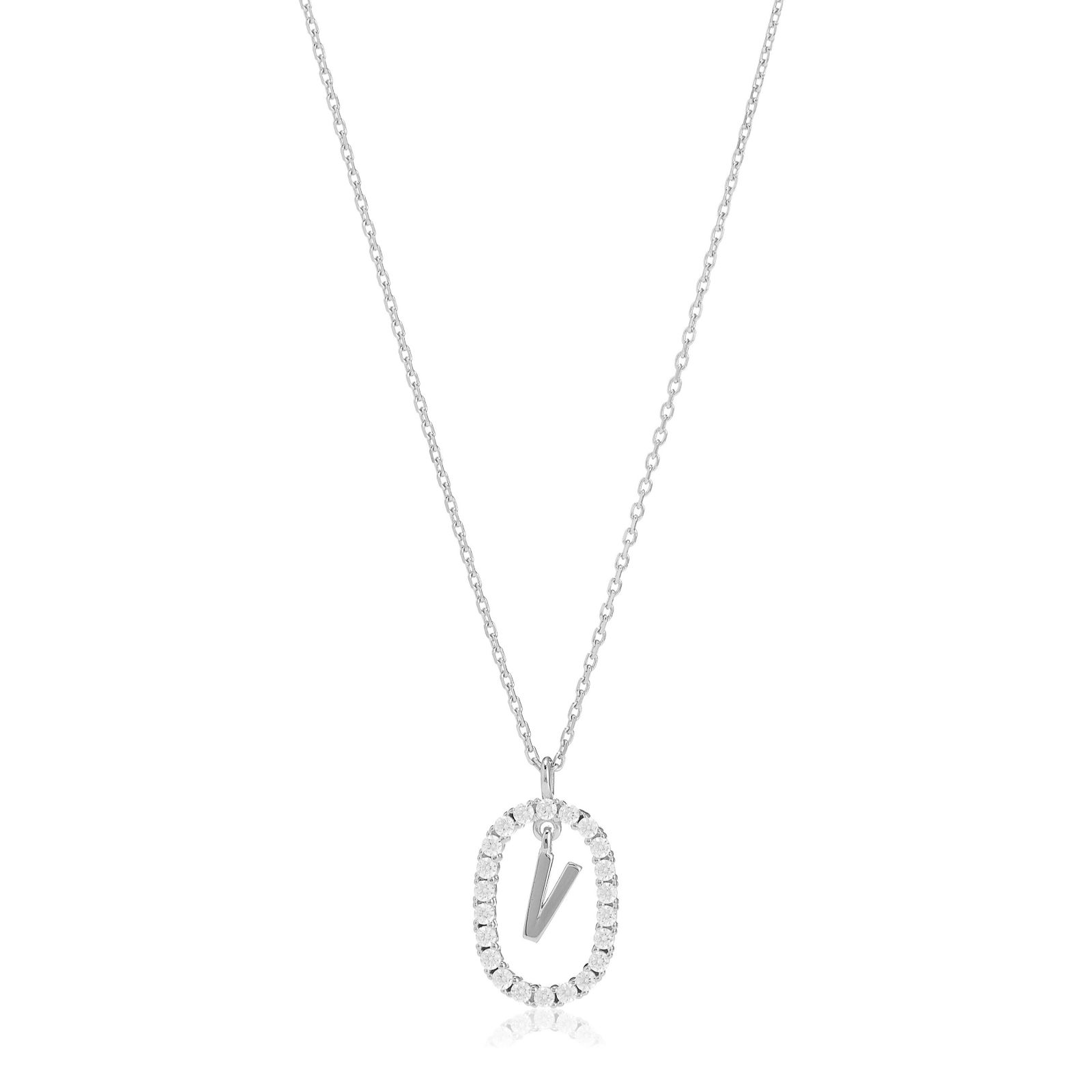 Diamonique 0.22ct tw Initial Pendant & Chain Sterling Silver