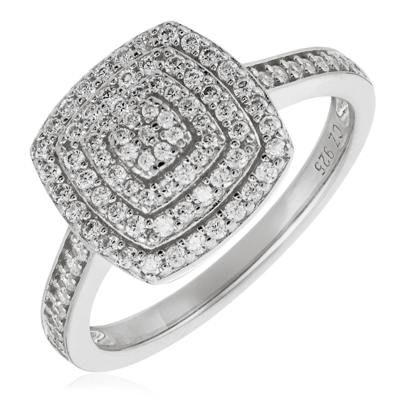 Diamonique 0.4ct tw Square Pave Ring Sterling Silver