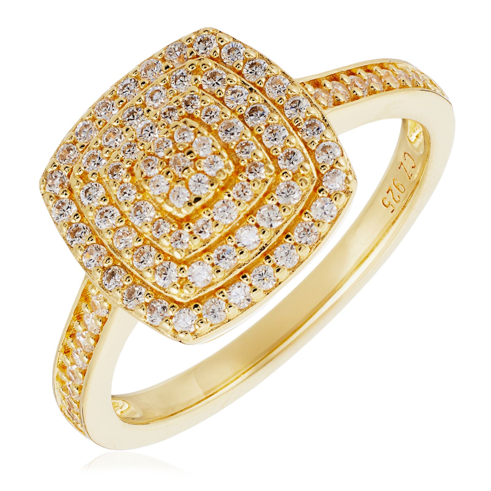 Diamonique 0.4ct tw Square Pave Ring Sterling Silver