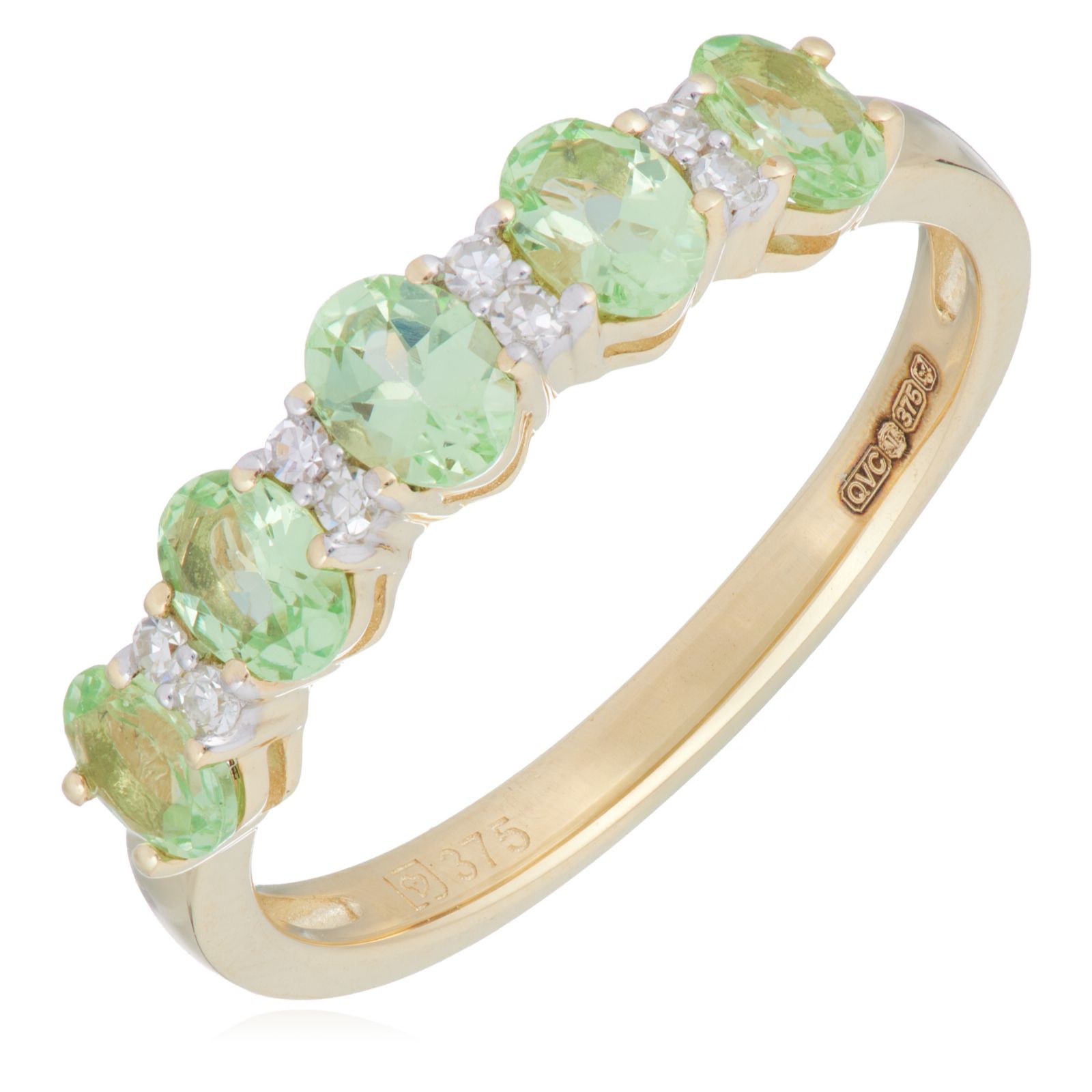 0.85ct Tsavorite & 0.06ct Diamond Oval Eternity Ring 9ct Gold