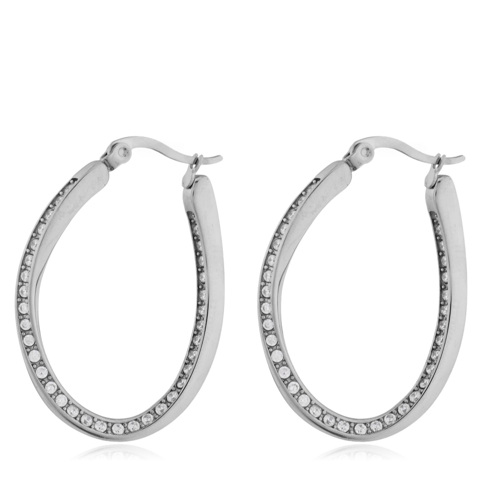 Steel by Diamonique Hoop Earrings Stainless Steel