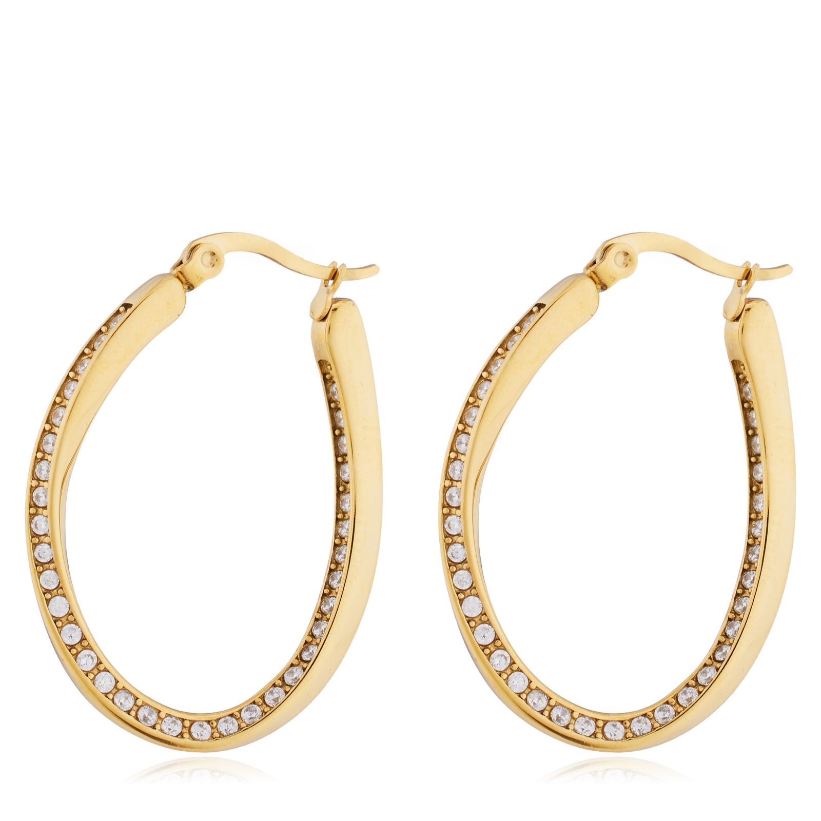 Steel by Diamonique Hoop Earrings Stainless Steel