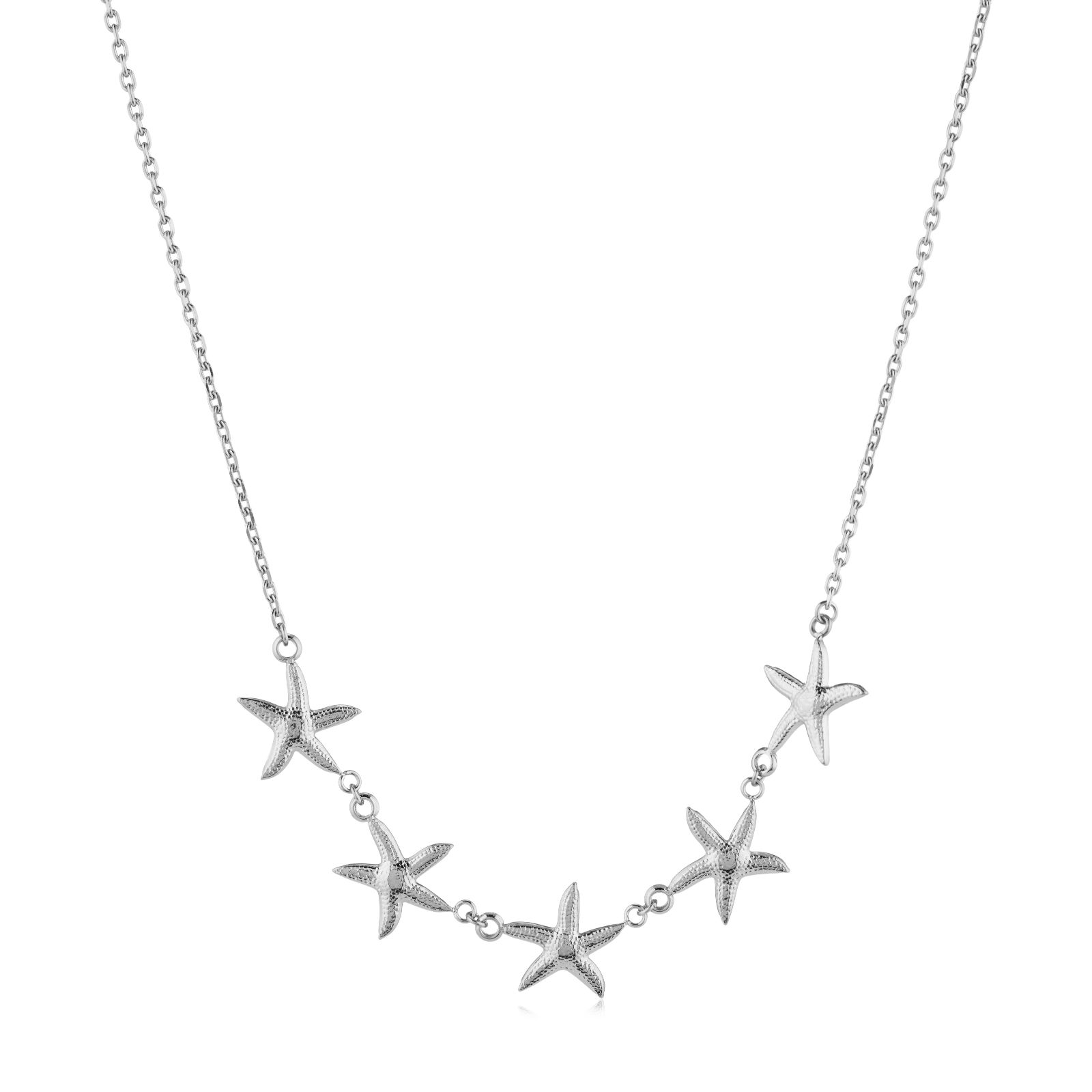 Steel by Diamonique Multi Starfish Necklace Stainless Steel