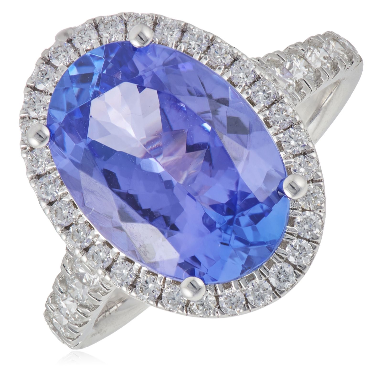 5.60ct AA Tanzanite & 0.75ct Diamond Oval Cocktail Ring 9ct Gold
