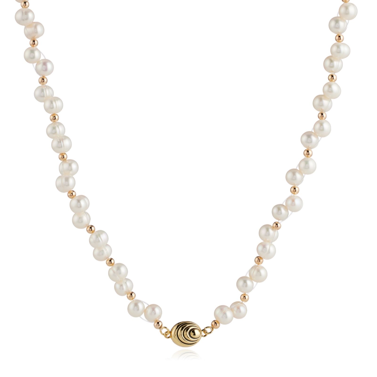Lara Pearl 6-7mm Ring Potato Pearl Necklace Stainless Steel