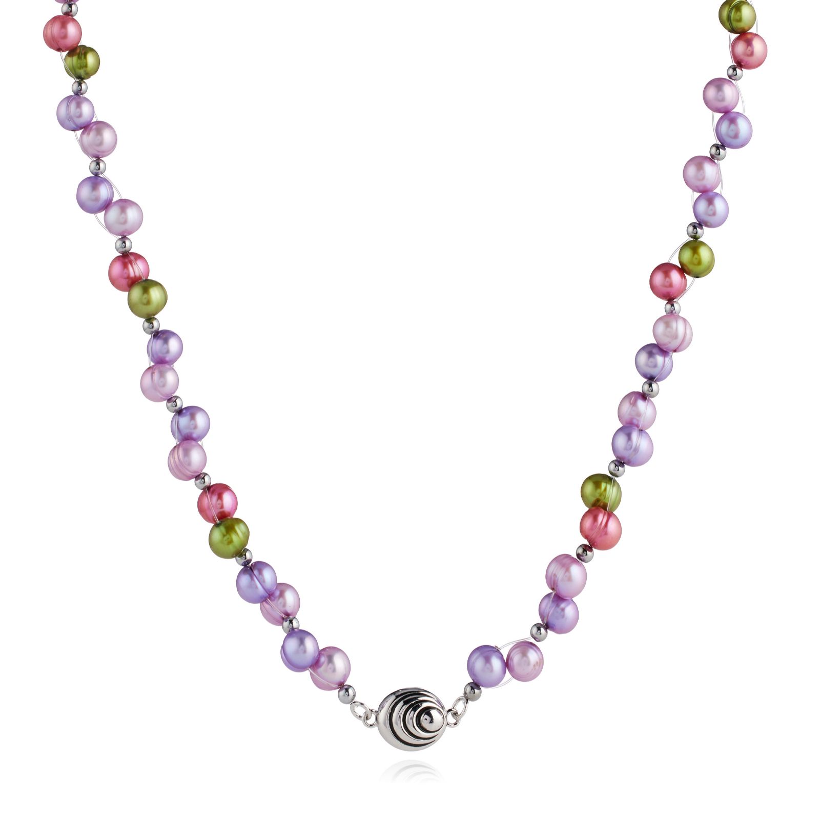 Lara Pearl 6-7mm Ring Potato Pearl Necklace Stainless Steel