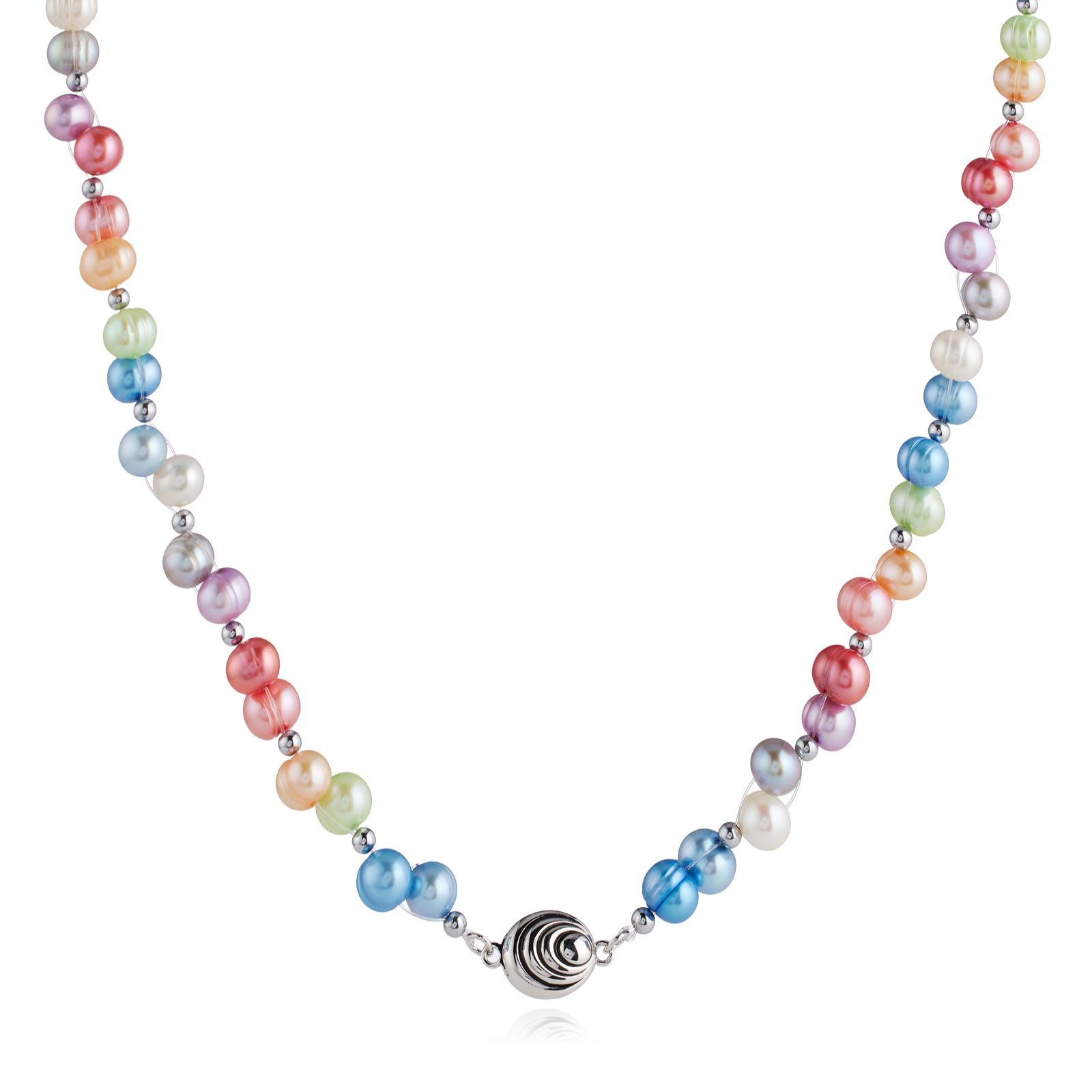 Lara Pearl 6-7mm Ring Potato Pearl Necklace Stainless Steel