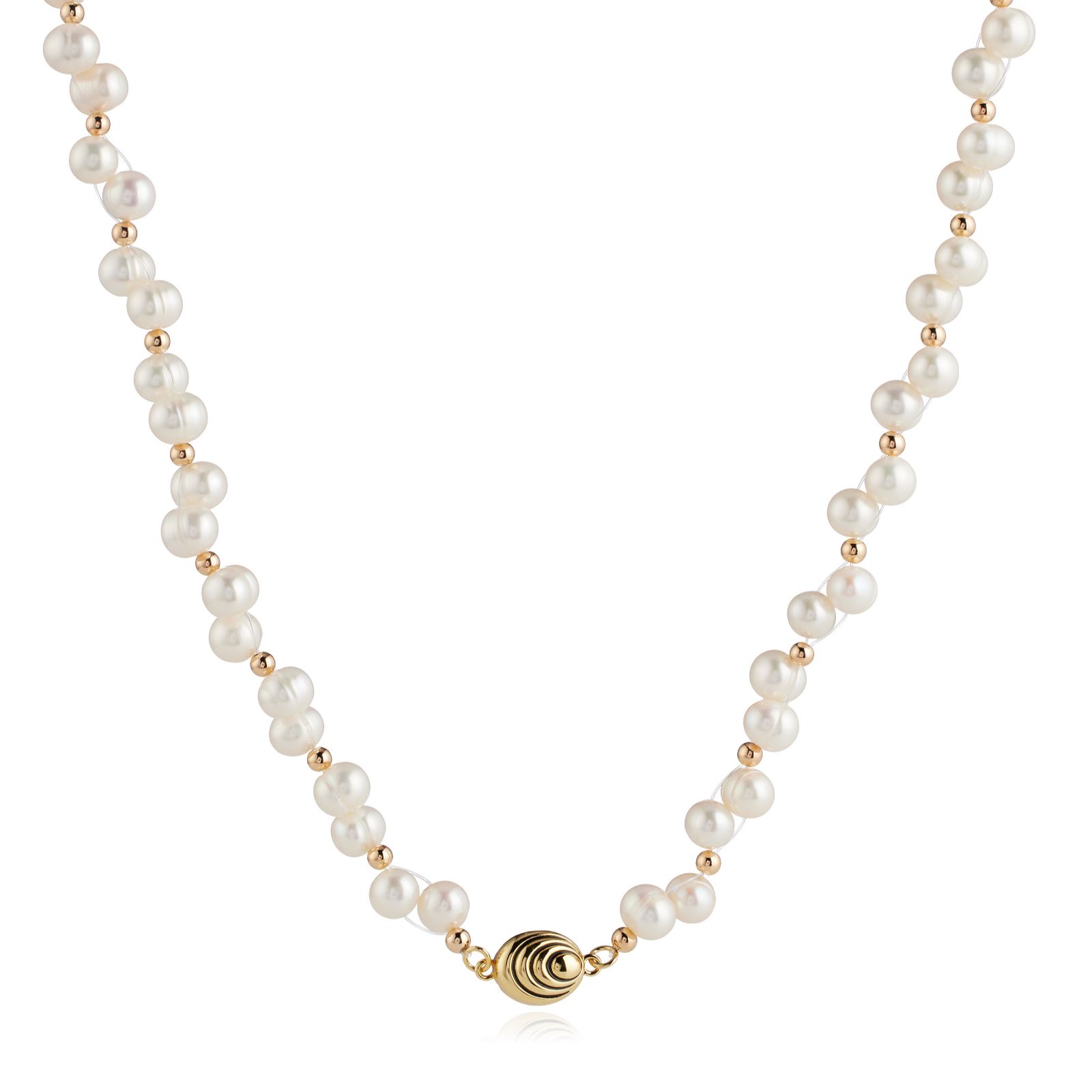 Lara Pearl 6-7mm Ring Potato Pearl Necklace Stainless Steel