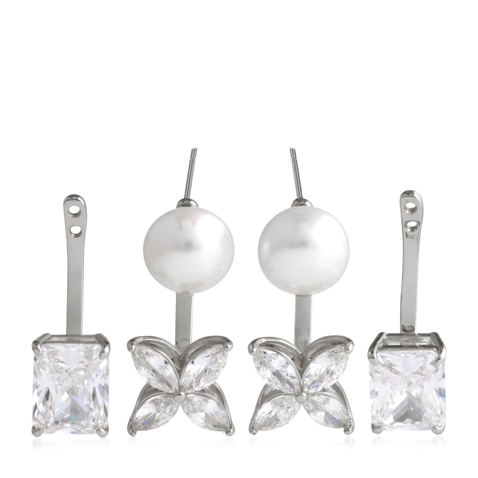 Diamonique X Lara Pearl 8ct tw Set of 2 Earrings