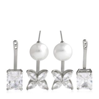 Diamonique 8ct tw Cultured Freshwater Pearl Set of 2 Earrings