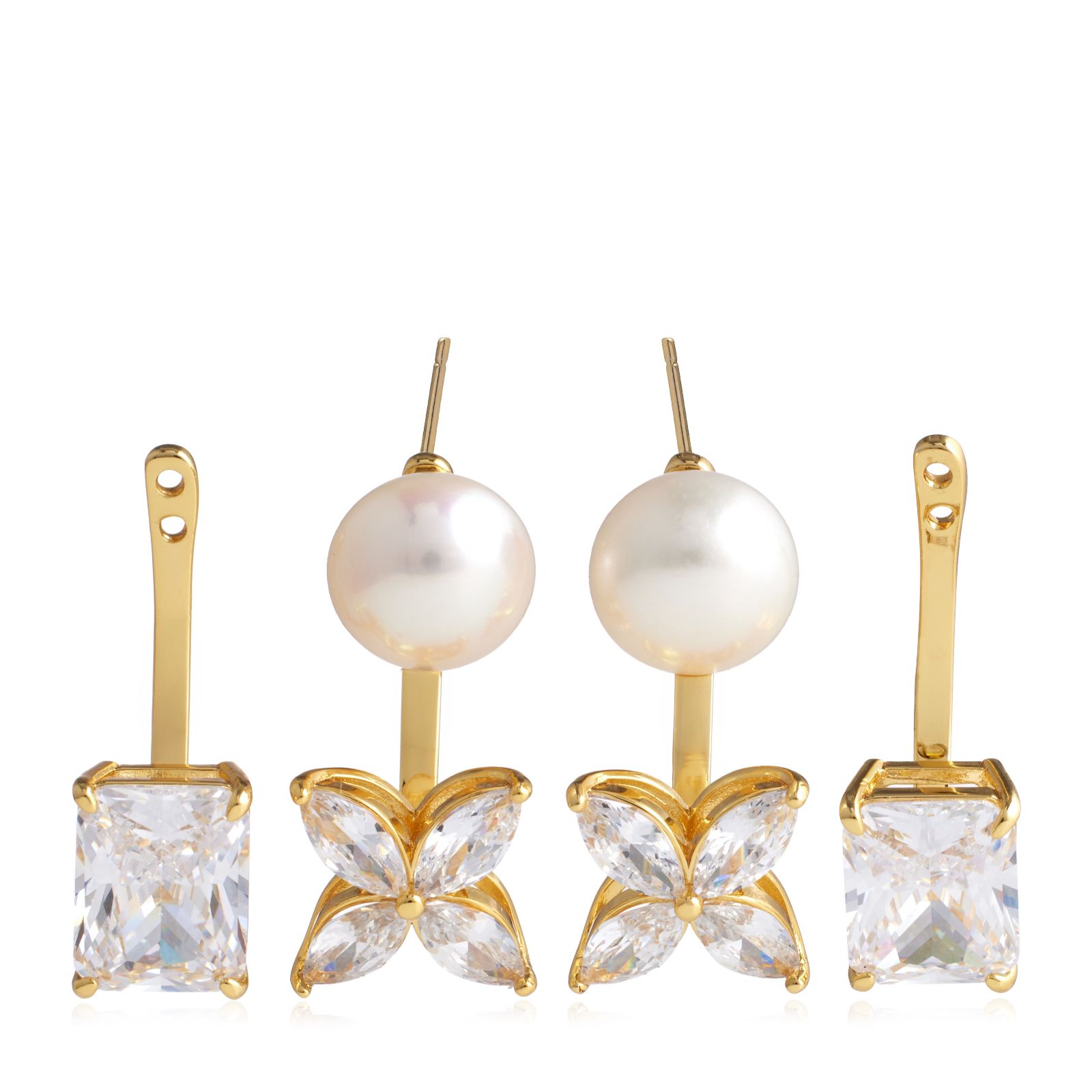 Diamonique X Lara Pearl 8ct tw Set of 2 Earrings