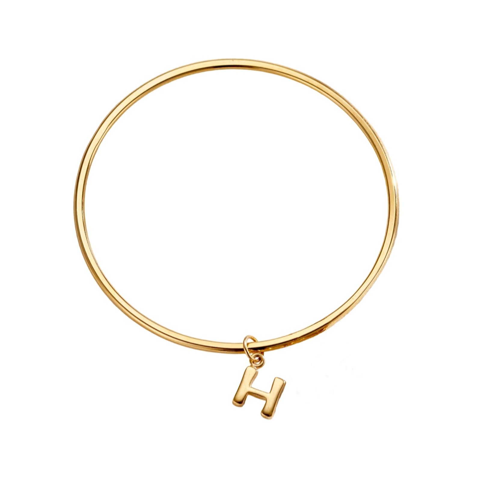 Posh Totty Designs Chunky Initial Charm Gold Plated Bangle Sterling Silver
