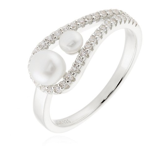 Diamonique 0.38ct tw Pearl Infinity Ring Sterling Silver