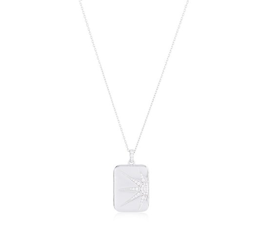 Goddess by Diamonique Sunray Locket Pendant Necklace Sterling Silver