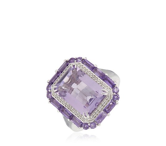 Affinity Gems 8.92ct Amethyst & White Topaz Cocktail Ring Sterling Silver