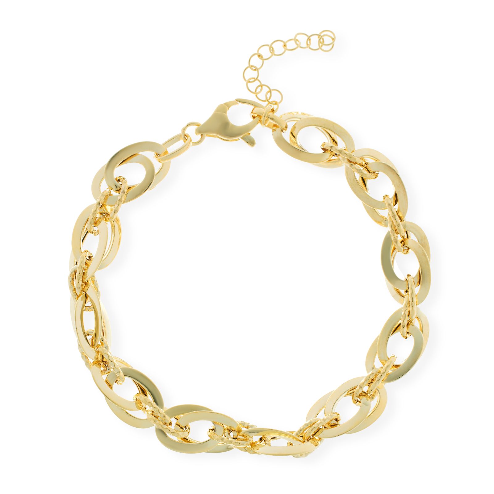 GOLD 9ct Italian Gold Polished & Diamond Cut Bracelet 4.6g