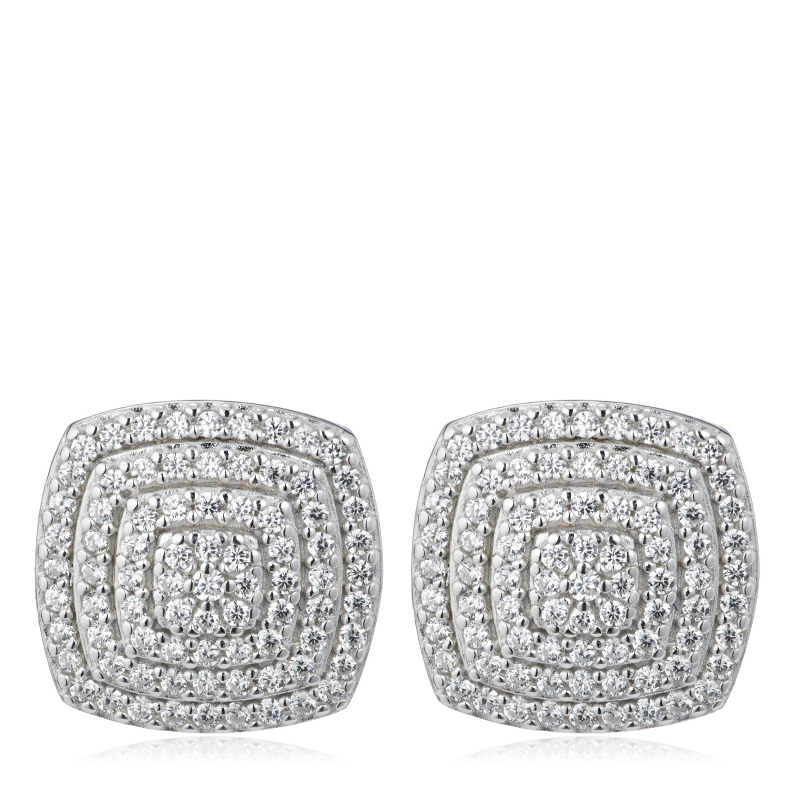 Diamonique 0.24ct tw Square Pave Stud Earrings Sterling Silver