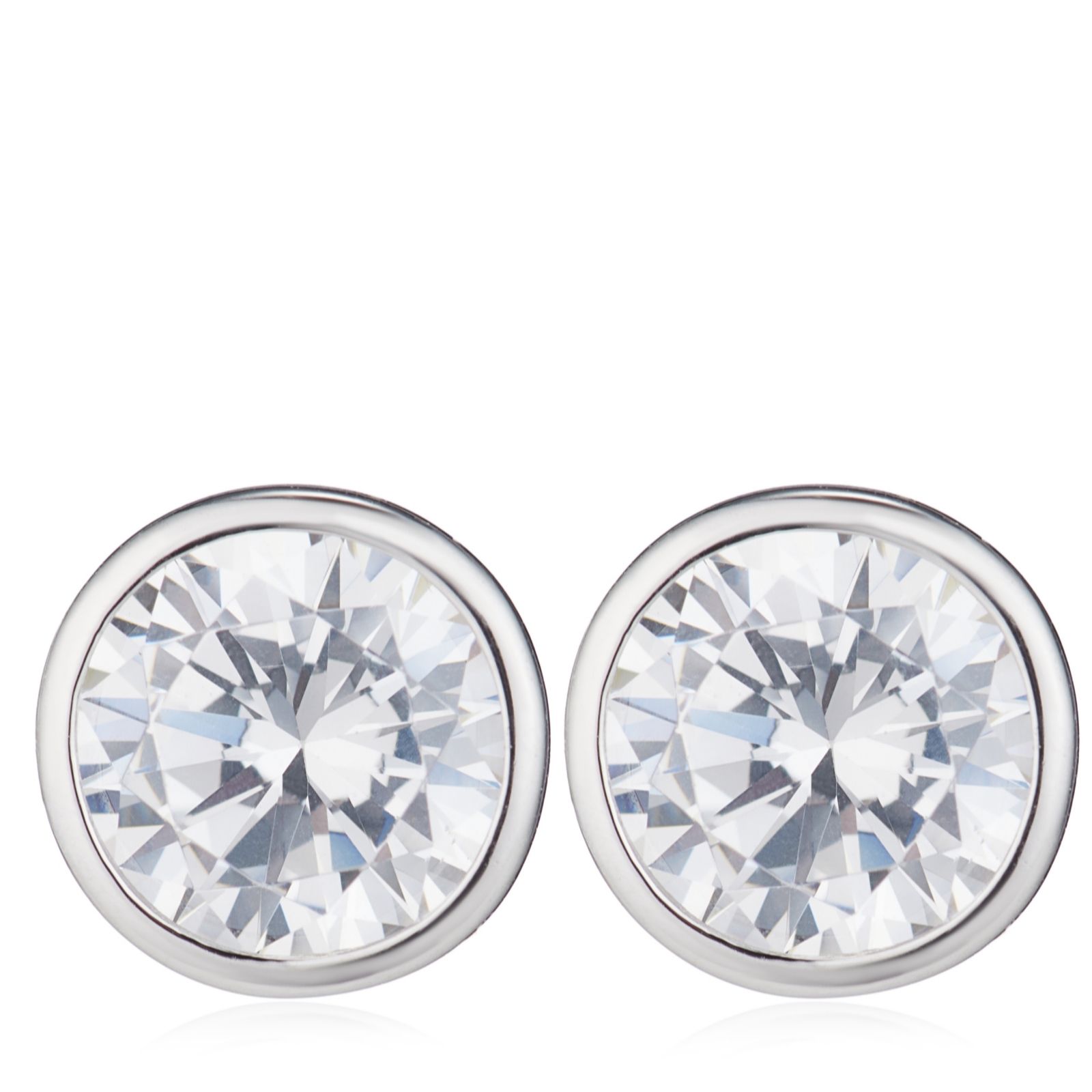 Diamonique 2ct Bezel Set Stud Earrings Sterling Silver