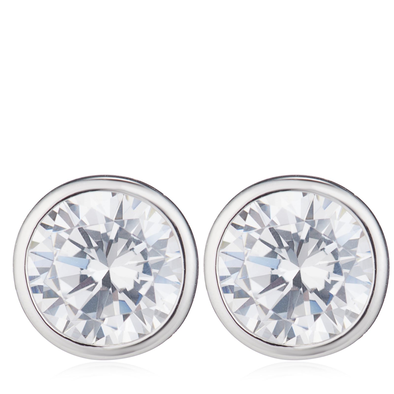 Diamonique 2ct Bezel Set Stud Earrings Sterling Silver