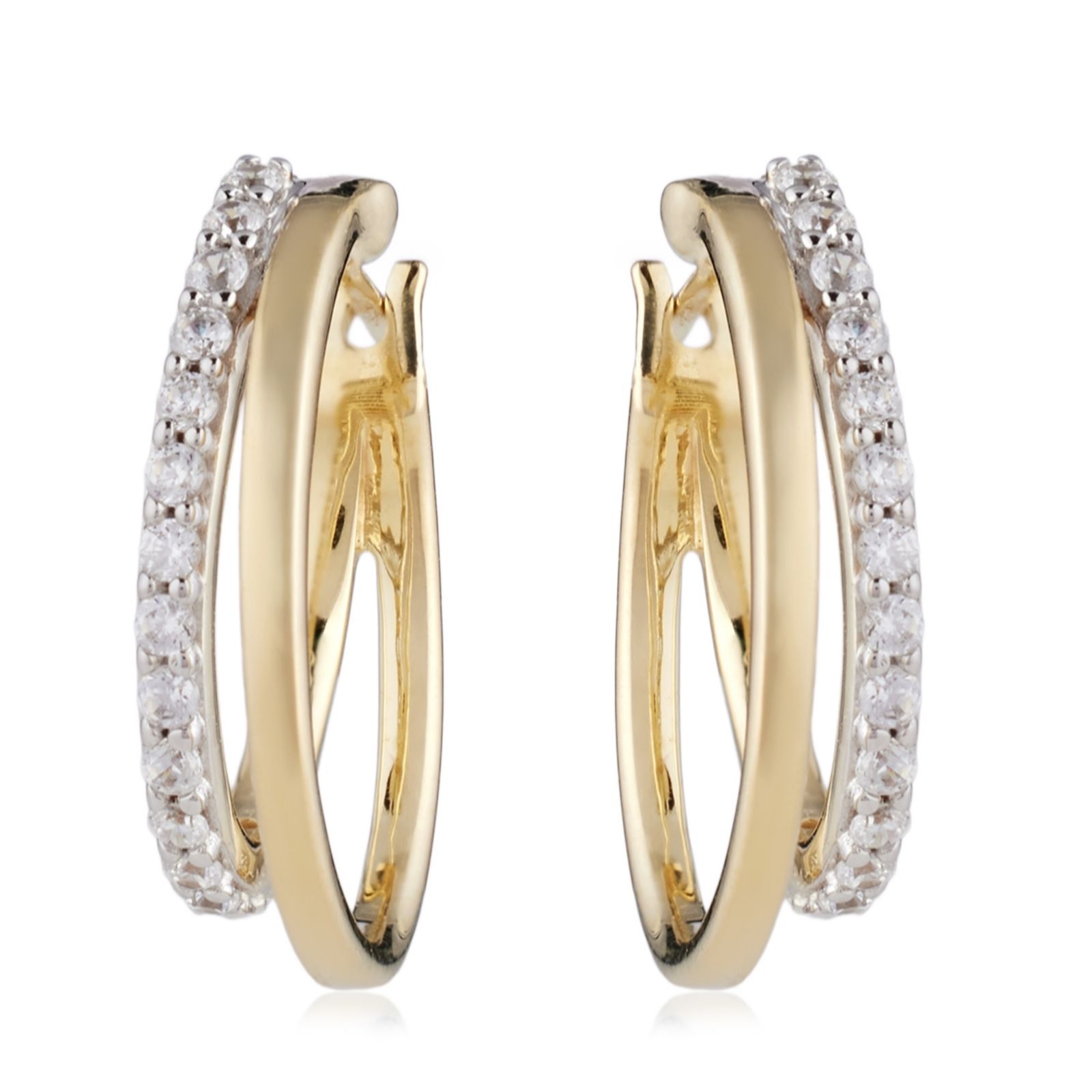 Fire Light 0.30ct Lab Grown Diamond Two Row Hoop Earrings 18ct Gold Vermeil