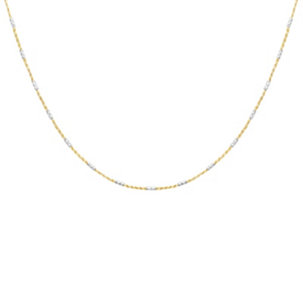 GOLD 9ct 2-Colour Diamond Cut Bar & Rope Chain 51cm 3.6g