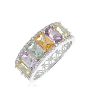 Affinity Gems 2.30ct Gemstone & Diamond Cocktail Ring Sterling Silver