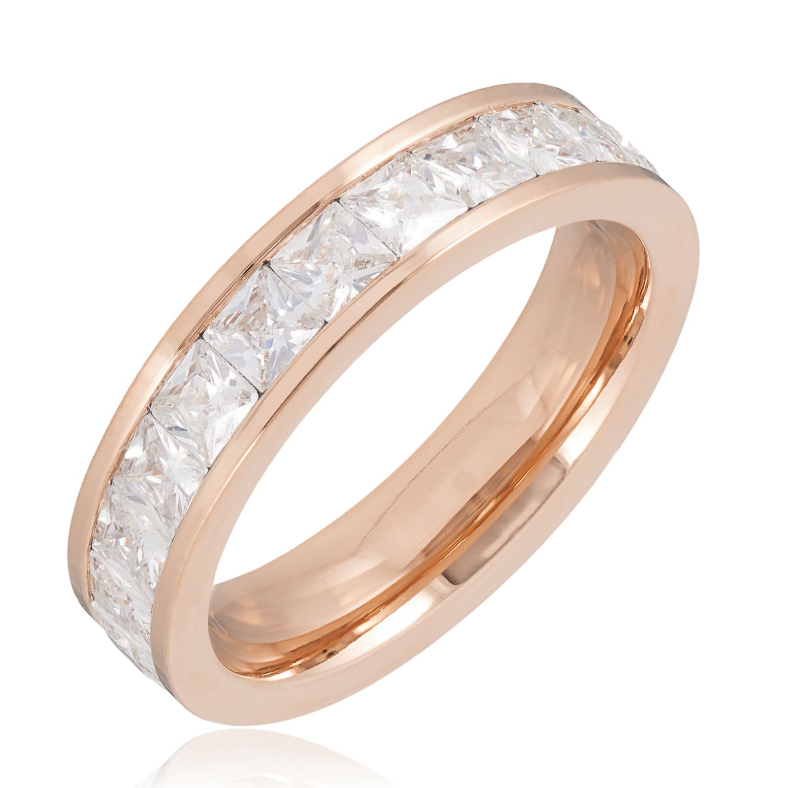 Steel by Diamonique Princess Cut Eternity Ring Stainless Steel