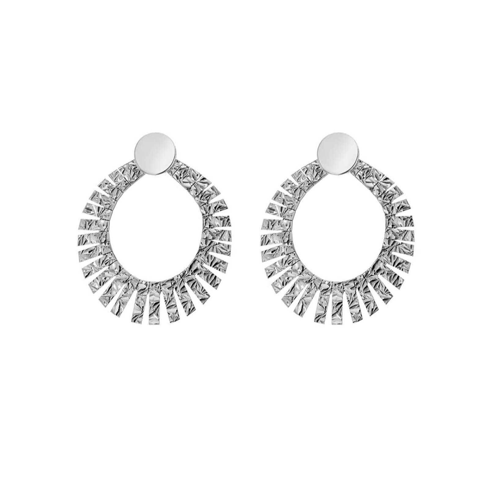 Faith & Brown Italian Crafted Diamond Cut Sunray Earrings Sterling Silver