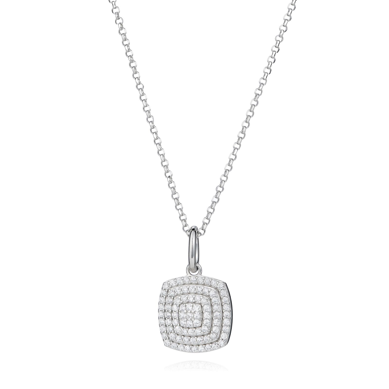 Diamonique 0.40ct tw Square Pave Pendant Necklace