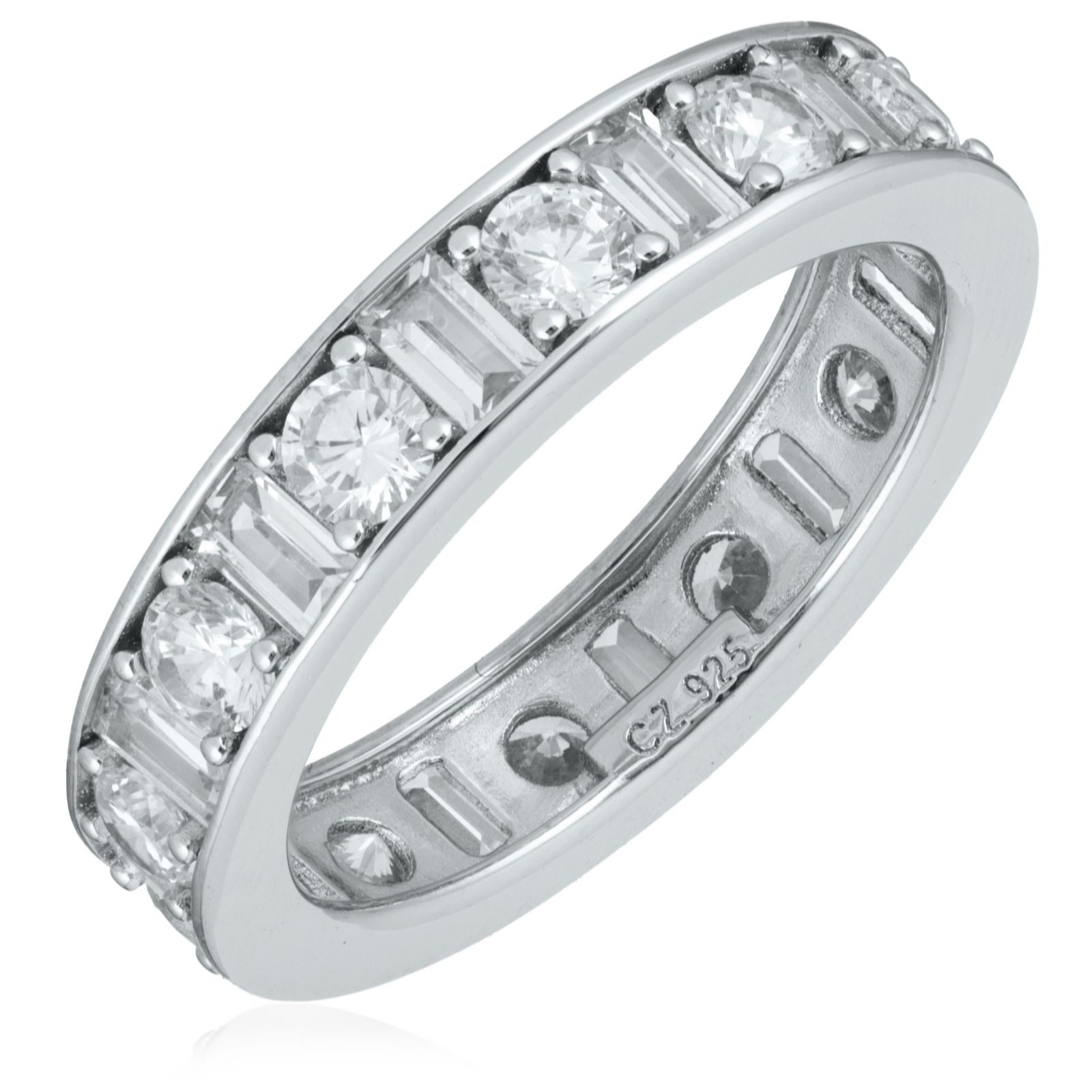 Diamonique 2.4ct tw Mixed Cut Eternity Ring Sterling Silver