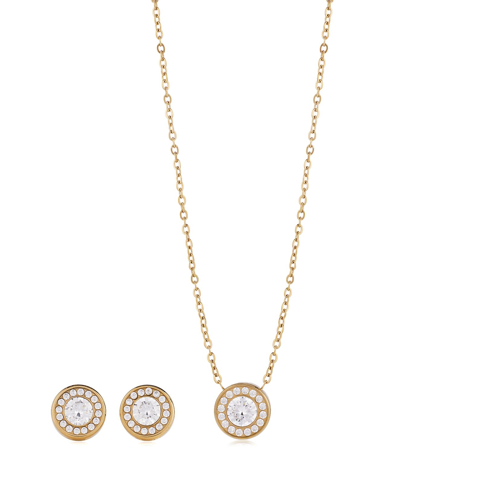 Steel by Diamonique Halo Necklace & Earrings Gift Set