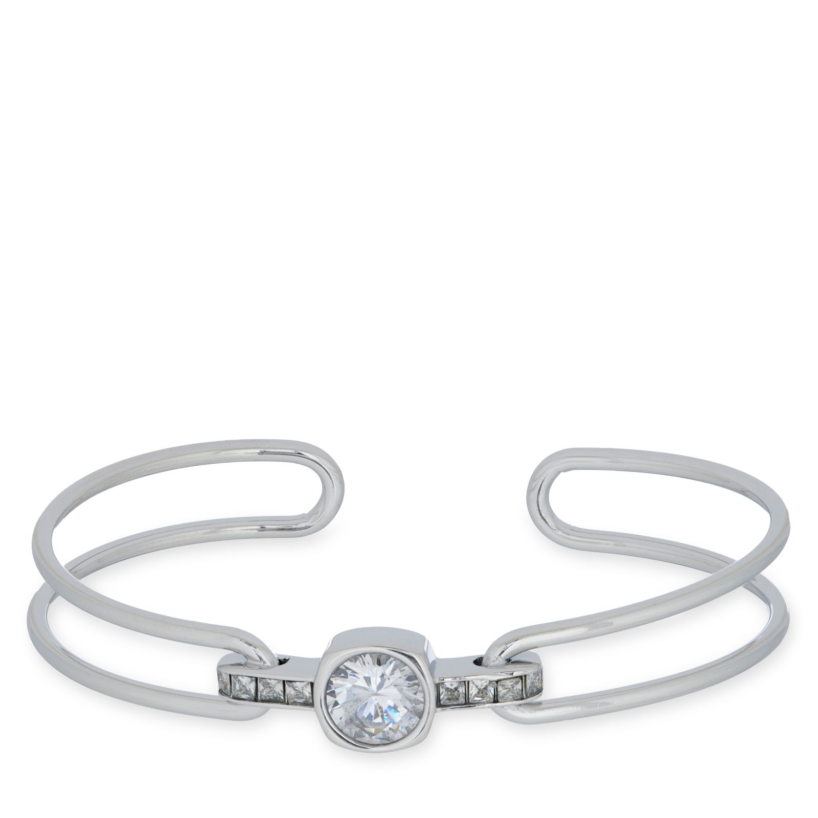 Steel by Diamonique Cushion Cut Bangle Stainless Steel