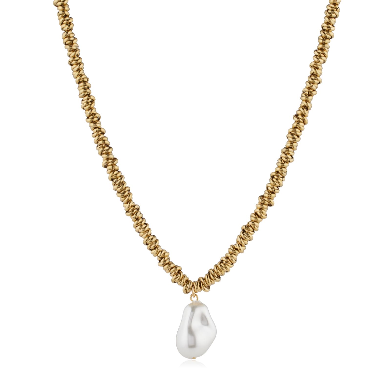 Steel by Diamonique Pearl Pendant & Link Chain Stainless Steel