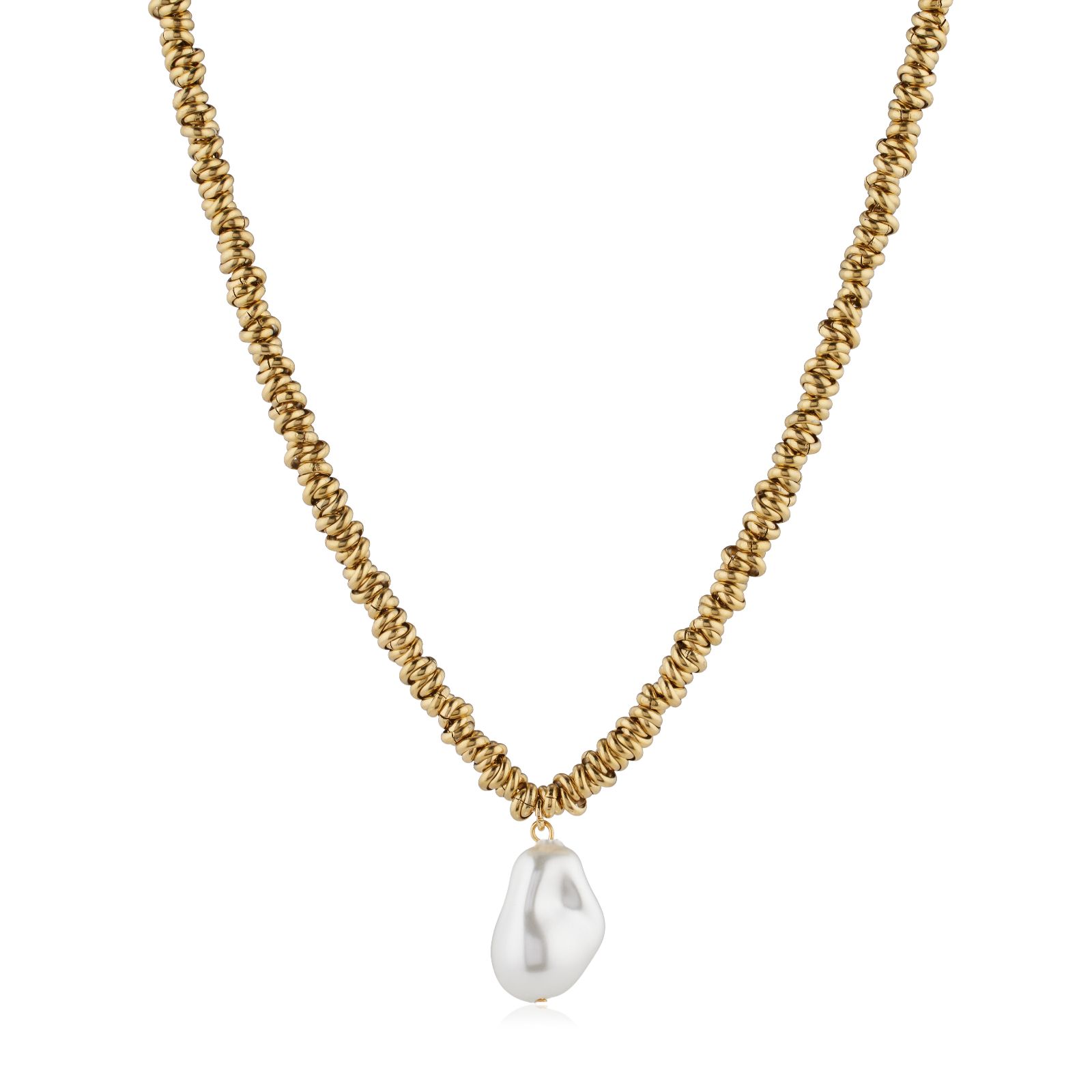 Steel by Diamonique Pearl Pendant & Link Chain Stainless Steel